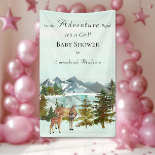 Forest Adventure Rustic Deers Baby Shower Banner