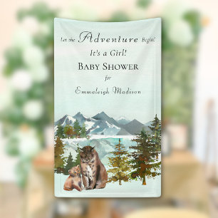 Forest Adventure Rustic Lynx Baby Shower Banner