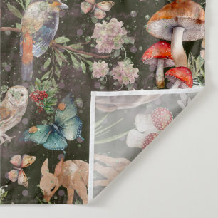 Forest adventure watercolor animals and mushrooms tapestry