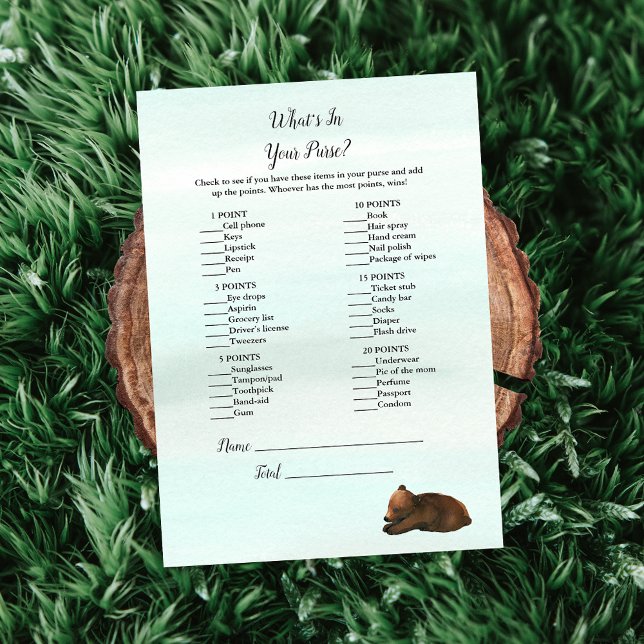 Forest Adventure What's In Your Purse Bears Game Invitation (Creator Uploaded)