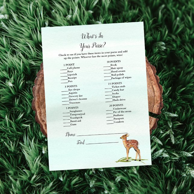 Forest Adventure What's In Your Purse Deers Game Invitation (Creator Uploaded)