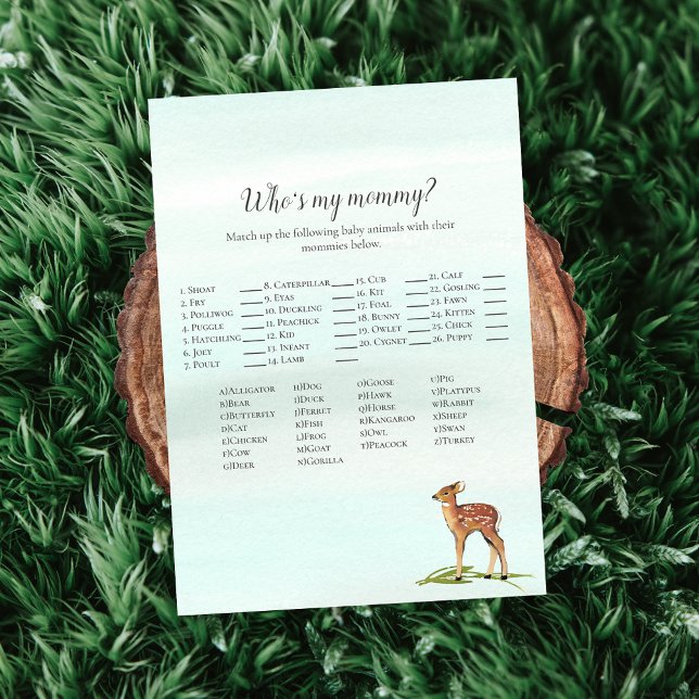 Forest Adventure Who's My Mummy Deers Baby Game Invitation (Creator Uploaded)