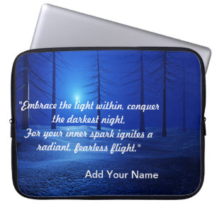 Forest Aesthetic Landscape Dark Blue motivational Laptop Sleeve