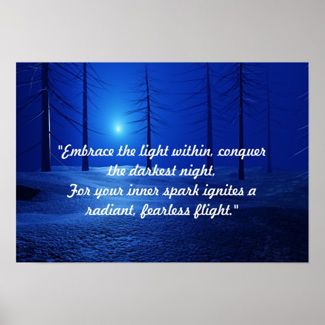 Forest Aesthetic Landscape Dark Blue motivational Poster (Front)