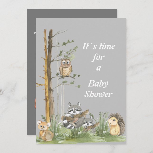 Forest amimal baby shower Invitation (Front/Back)