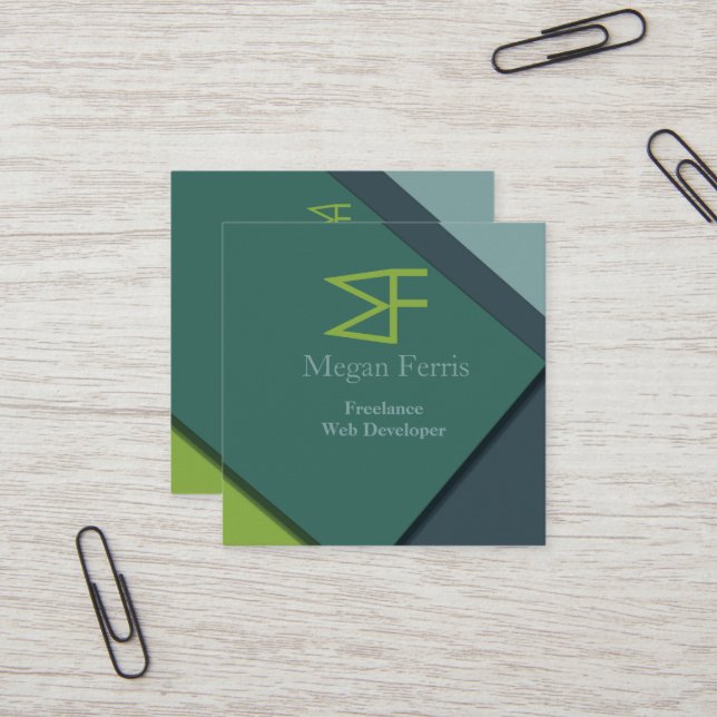 Forest and Moss Professional Square Business Card (Front/Back In Situ)
