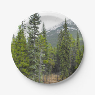 Forest and Mountain Scene Paper Plate