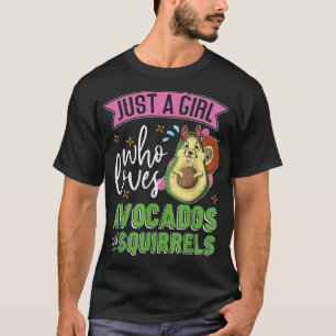 Forest Animal Avocado Lover Girls Women Cute Squir T-Shirt
