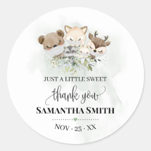 Forest animal baby shower Woodland Animal favour Classic Round Sticker