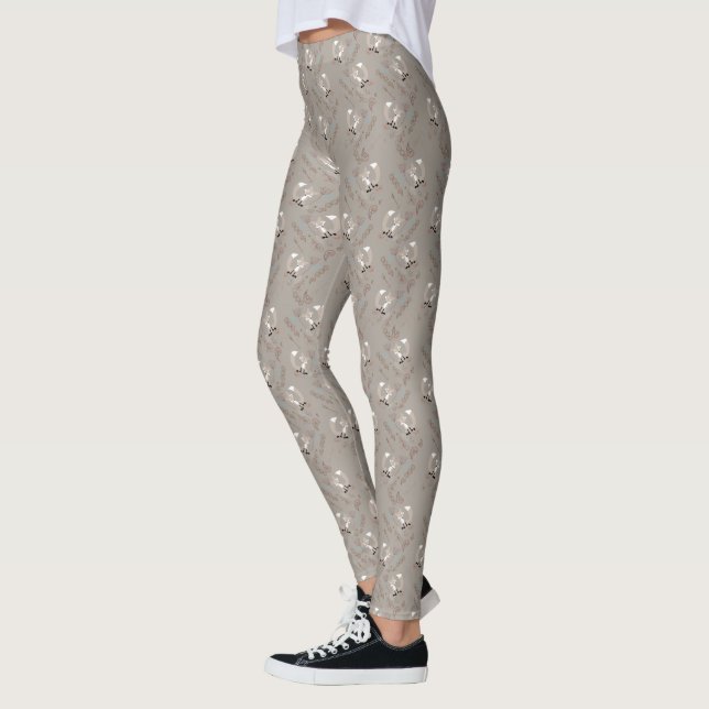 Forest Animal Fox Acorn Floral Pattern Leggings (Left)