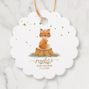 Forest Animal Fox Baby Shower Wildflowers Design Favour Tags