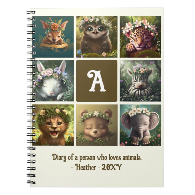 Forest Animal Lover Illustration Daily Diary Notebook (Front)