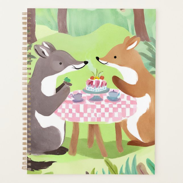 Forest Animal Picnic | Whimsical Cute Watercolor Planner (Front)