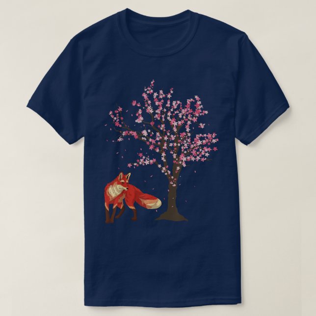 Forest Animal Sakura Cherry Blossom Nature Wildlif T-Shirt (Design Front)