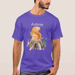 Forest animal squirrel with name Aubrey retro T-Shirt