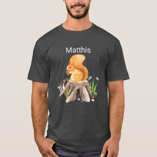 Forest animal squirrel with name Matthis gift T-Shirt