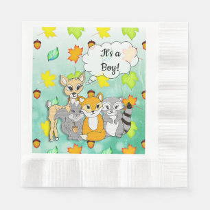 Forest Animal Themed It's a Boy Baby Shower Napkin