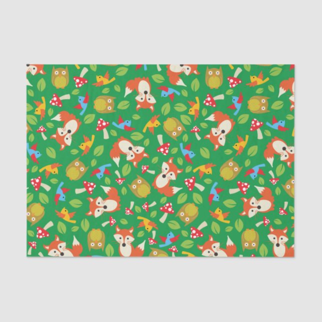 Forest Animal Woodland Kid's Birthday Party Tissue Paper (Front)
