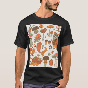 Forest Animals: Autumn Colourful Background. T-Shirt