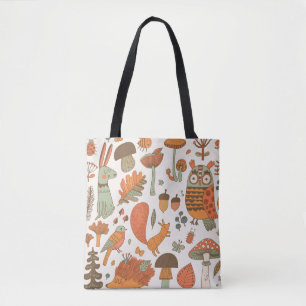 Forest Animals: Autumn Colourful Background. Tote Bag
