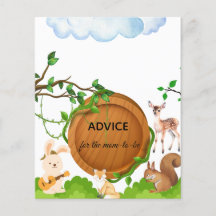 Forest Animals Baby Shower Advice for Mummy Card