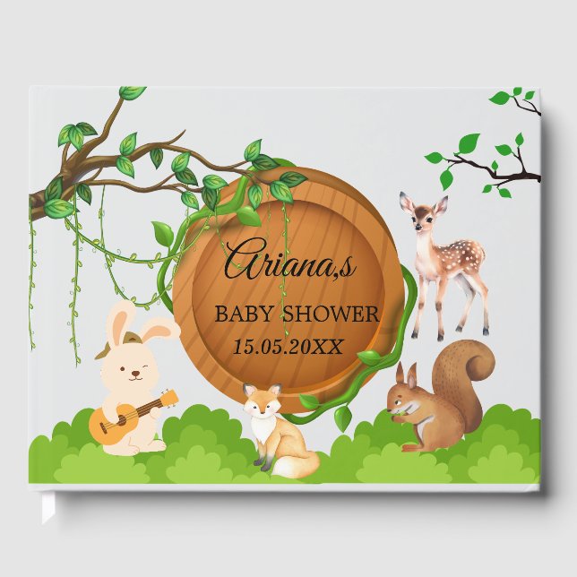 Forest Animals Baby Shower  Guest Book  (Front)