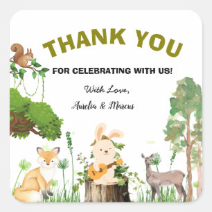Forest Animals Baby Shower Square Sticker
