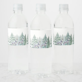 Forest Animals Baby Shower Water Bottle Label