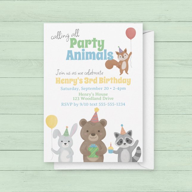 Forest Animals Birthday Party Invitation (Forest Friends Birthday Party Invitation. Calling all party animals!)