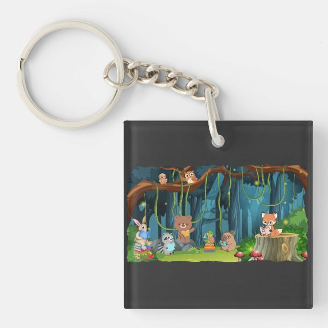 Forest Animals Book Club Key Ring (Front)