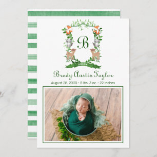Forest Animals Crest Birth Announcement