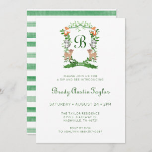 Forest Animals Crest Boy Sip And See Invitation