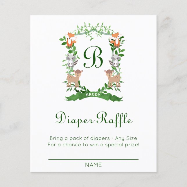 Forest Animals Crest Diaper Raffle (Front)