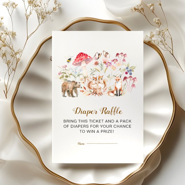 Forest Animals Diaper Raffle Baby Shower Card (Creator Uploaded)