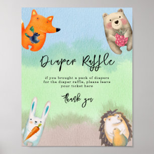 Forest animals - Diaper Raffle game Poster