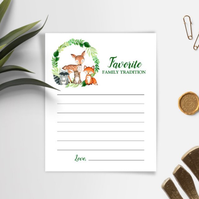 Forest Animals Family Traditions Baby Shower Card (Creator Uploaded)