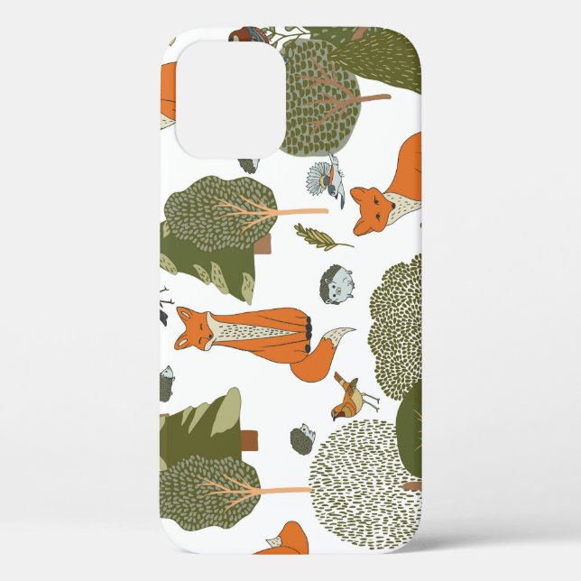 Forest animals: foxes, birds pattern Case-Mate iPhone case (Back)