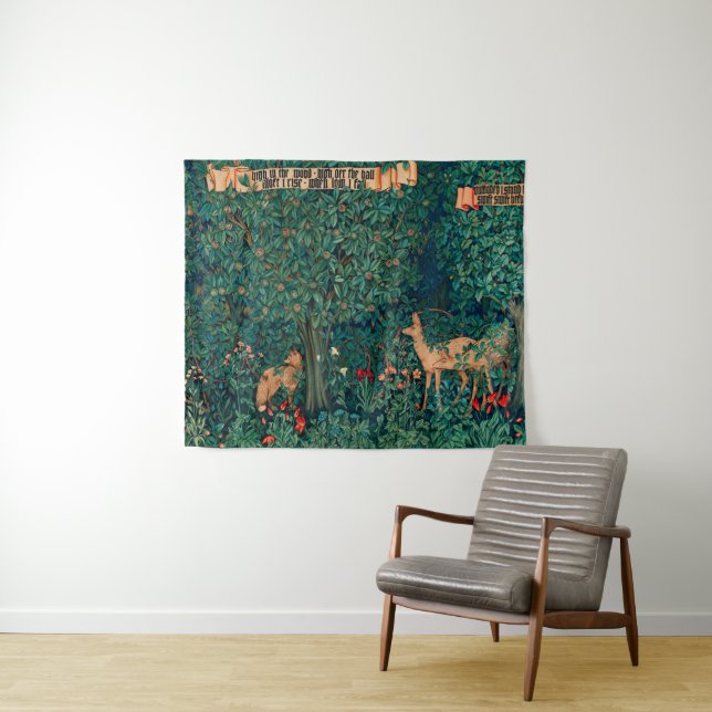 Forest Animals ,Greenery Fox and Doe ,W.Morris Tapestry (In Situ (Horizontal))
