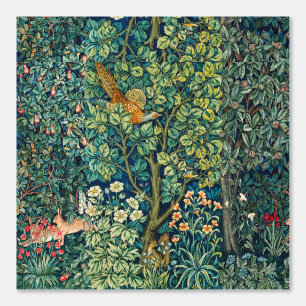 FOREST ANIMALS Hares,Pheasant,Green Floral Wallpaper