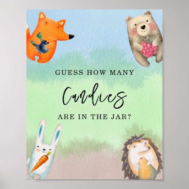 forest animals - How many candies are in the jar Poster (Front)