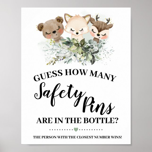 Forest Animals How many Safety Pins shower game Poster (Front)