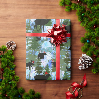 Forest Animals in Santa Hats Wrapping Paper
