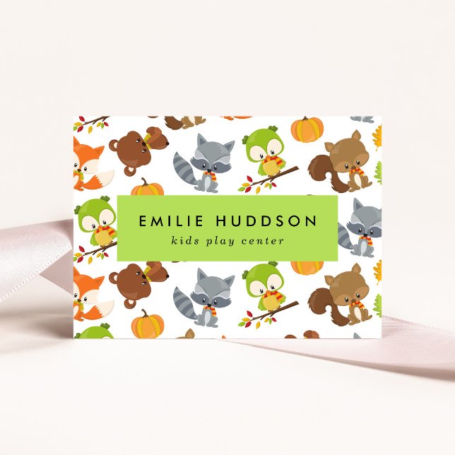 Forest Animals, Kids Play Centre, Activity Centre Business Card (Creator Uploaded)