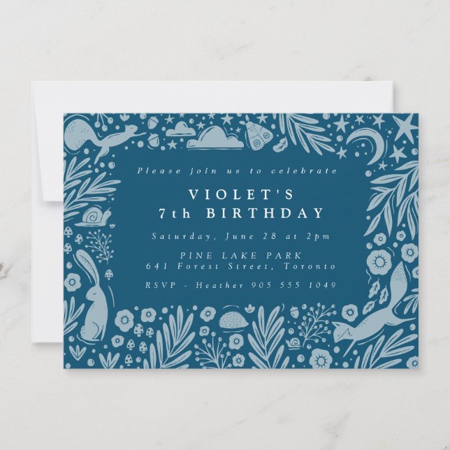 Forest Animals Linocut Border Card (Front)