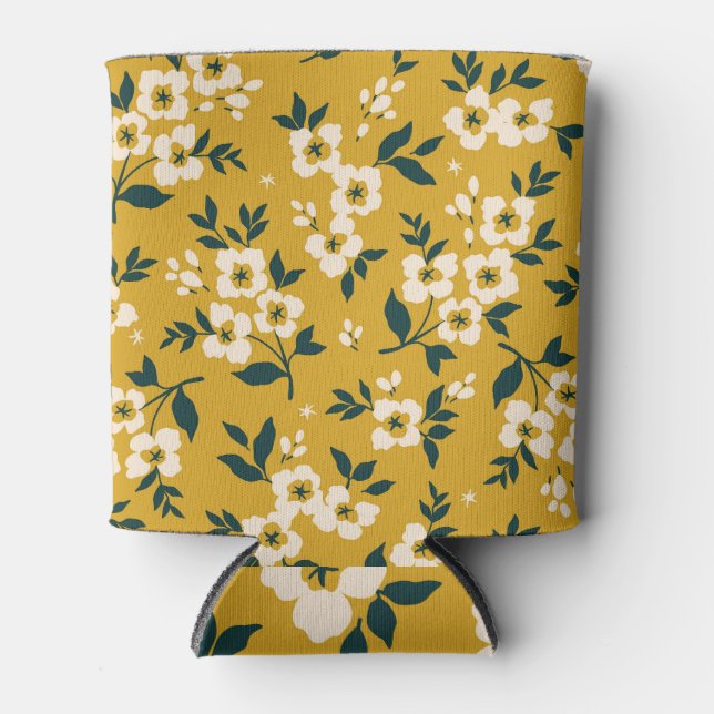 Forest animals, masks, virus pattern. can cooler (Front)