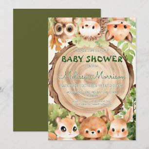Forest Animals Nature Woodland Baby Boy Shower Invitation