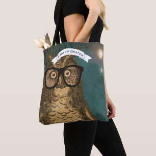 Forest Animals Owl Moon and Jupiter Tote Bag