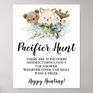 Forest Animals Pacifier hunt Baby Shower game sign