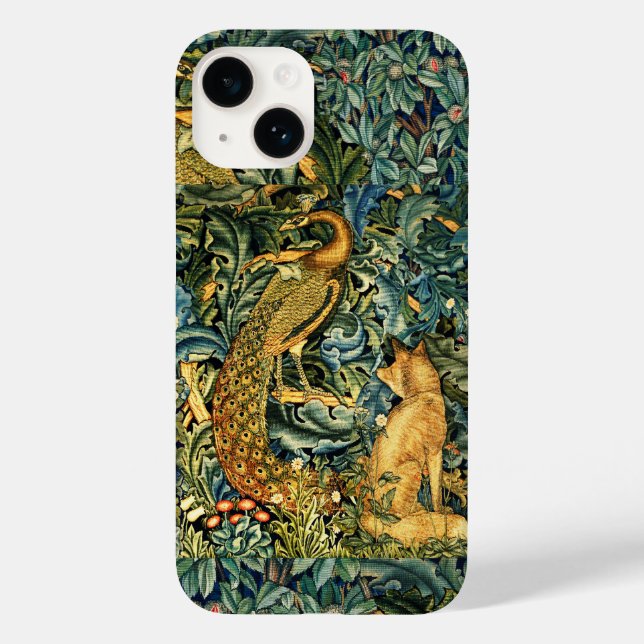  FOREST ANIMALS,PEACOCK AND FOX GREEN FLORAL  Case-Mate iPhone CASE (Back)