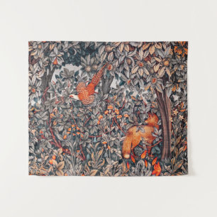 FOREST ANIMALS Pheasant ,Red Fox,Grey Floral  Tapestry